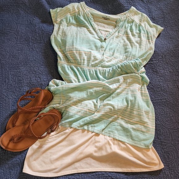 Sonoma aqua striped elastic waist dress - Picture 3 of 3